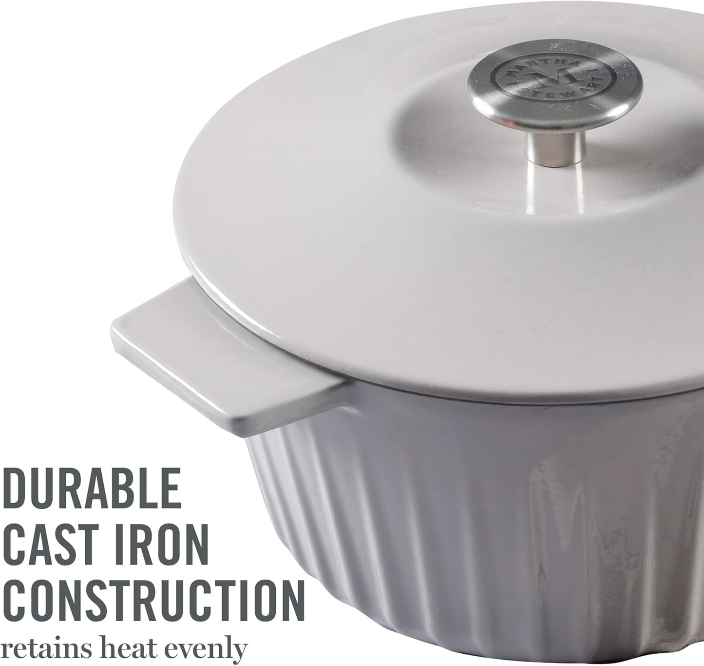 Martha Stewart Eastholm 3-Quart Enameled Cast Iron Dutch Oven - Grey