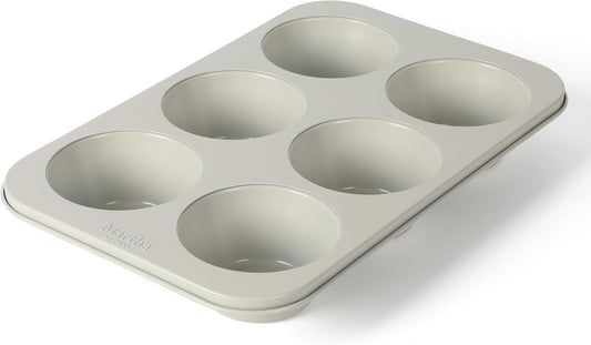 Martha Stewart Gallen 6 Cup Nonstick Carbon Steel Muffin/Cupcake Pan - Cool Grey