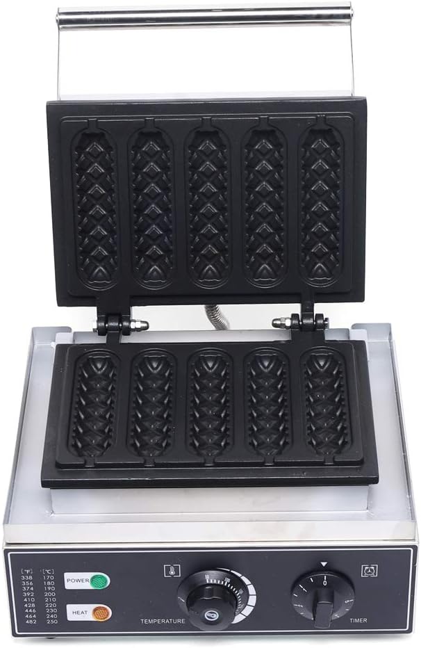 Hot Dog Waffle Maker, 110V 1500 W Commercial Corn Dog Maker, Electric Waffle Maker Machine, 5pcs Molds Stainless Steel Corn Dog Maker Machine, Non-Stick