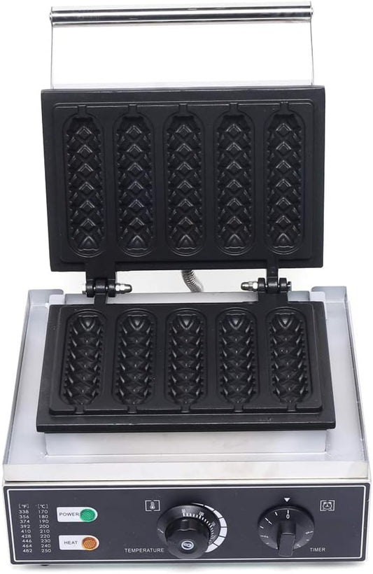 Hot Dog Waffle Maker, 110V 1500 W Commercial Corn Dog Maker, Electric Waffle Maker Machine, 5pcs Molds Stainless Steel Corn Dog Maker Machine, Non-Stick