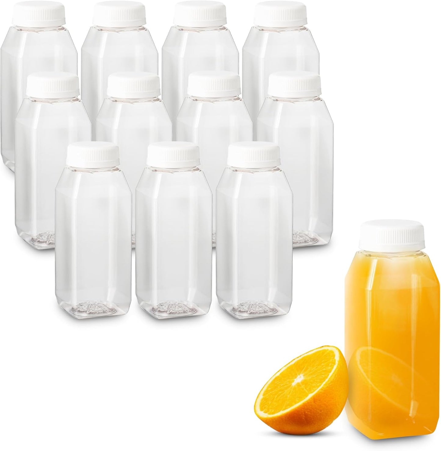 MT Products PET Plastic Juice Bottles 8 oz. - Clear Take-out Containers (Pack of 12) - Made in USA
