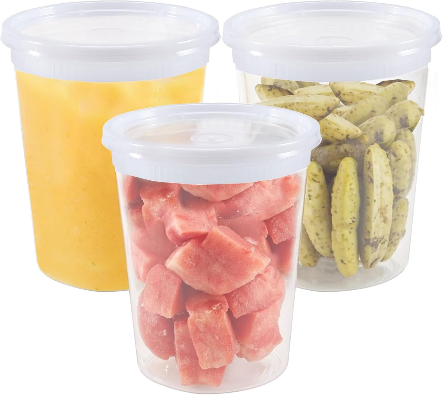 24 Set Deli Containers with Lids,32 oz Plastic Food Storage Containers,Leakproof Soup Container with Lids,Stackable,Microwave & Freezer Safe