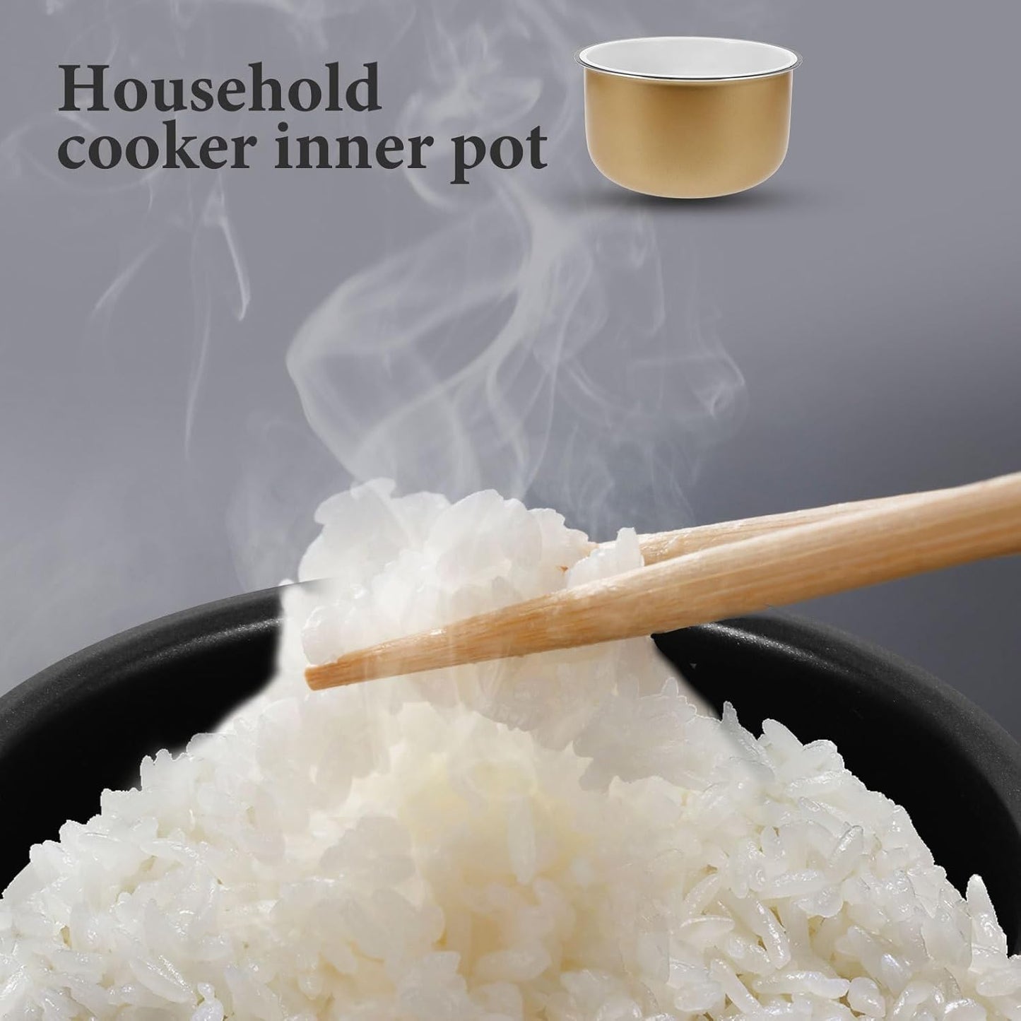 Amosfun Rice Cooker Inner Pot Replacement 8.07 Inch Nonstick Inner Lid with Scale and Rice Paddle for 3 to 7 Cup Cookers Kitchen Accessories