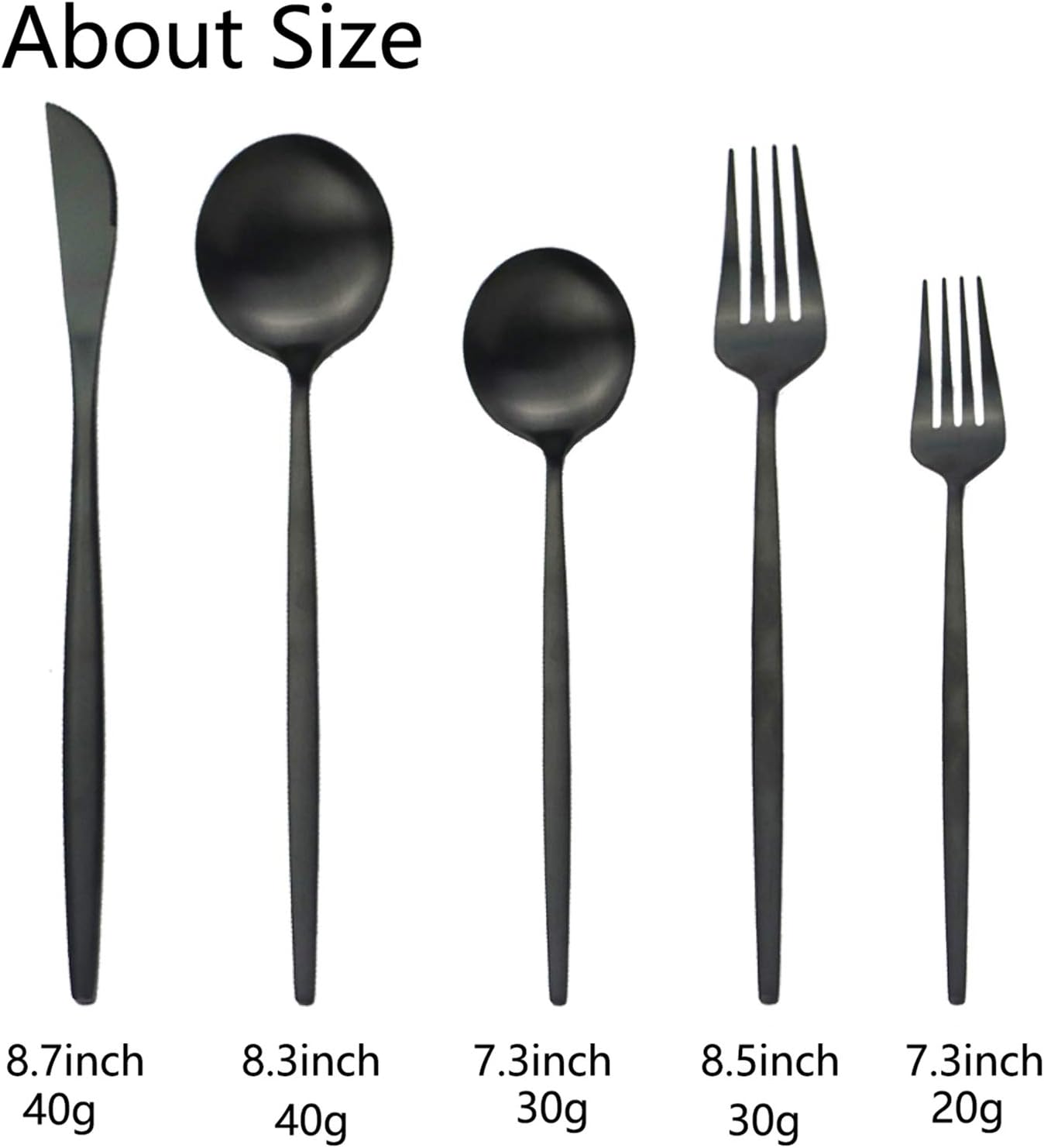 JASHII Flatware Silverware Set Stainless Steel Satin Finish Cutlery Set Service for 6, 30-Piece Spoons And Forks Kitchen Utensil Set, Dishwasher Safe (Matte Black)