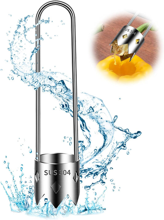 Red Bell Pepper Corer - Pepper, Pineapple, Pear, Apple Corer - 304 Stainless Steel, Rust Resistant, Designed for a Wide Range of Fruits and Vegetables - Easy to Clean