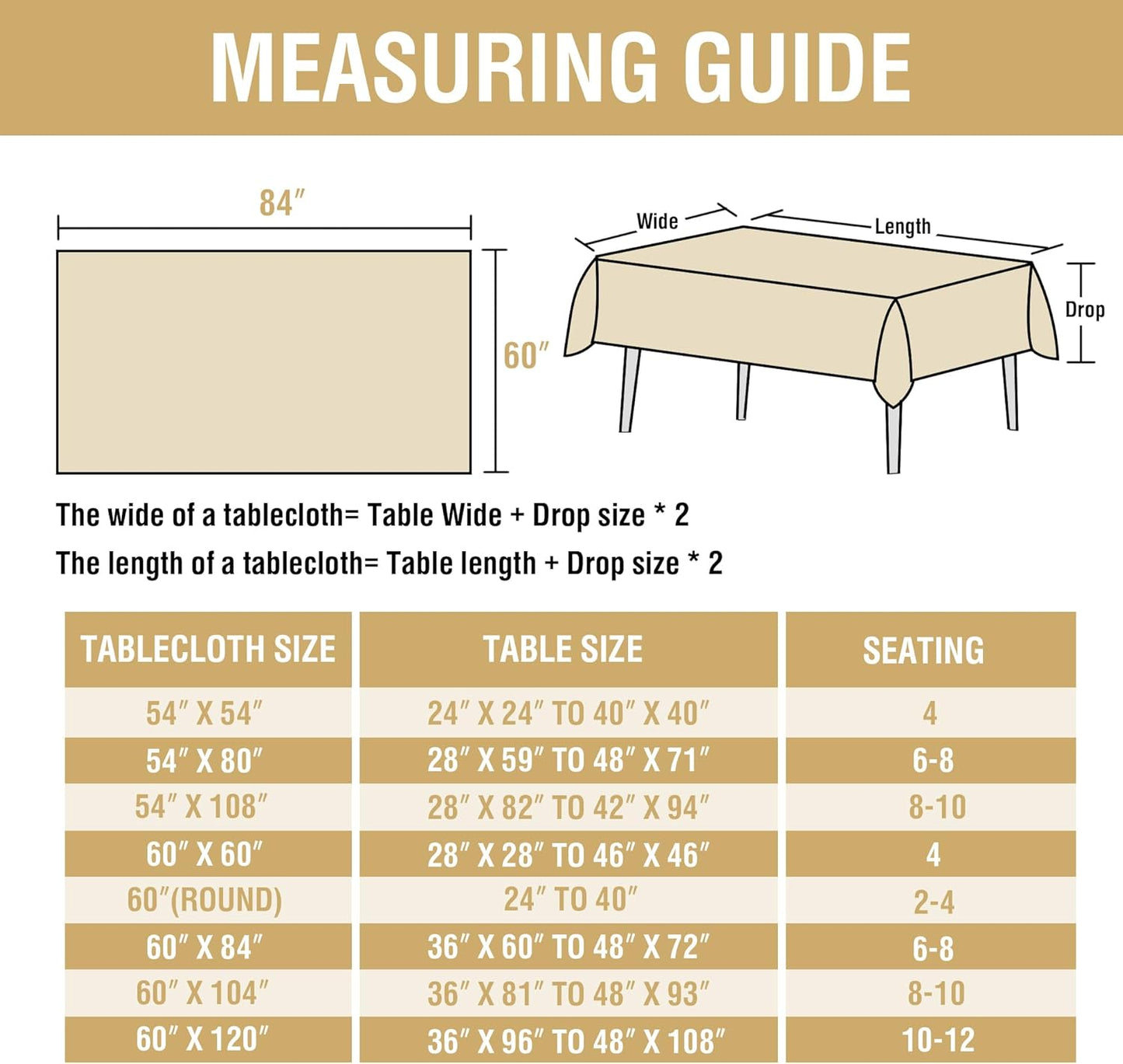 H.VERSAILTEX Linen Table Cloths Rectangle 60 x 84 Inch Premium Tablecloth Spill-Proof Waterproof Table Cover for Dining Buffet Feature Extra Soft and Thick Fabric Wrinkle Free, Natural