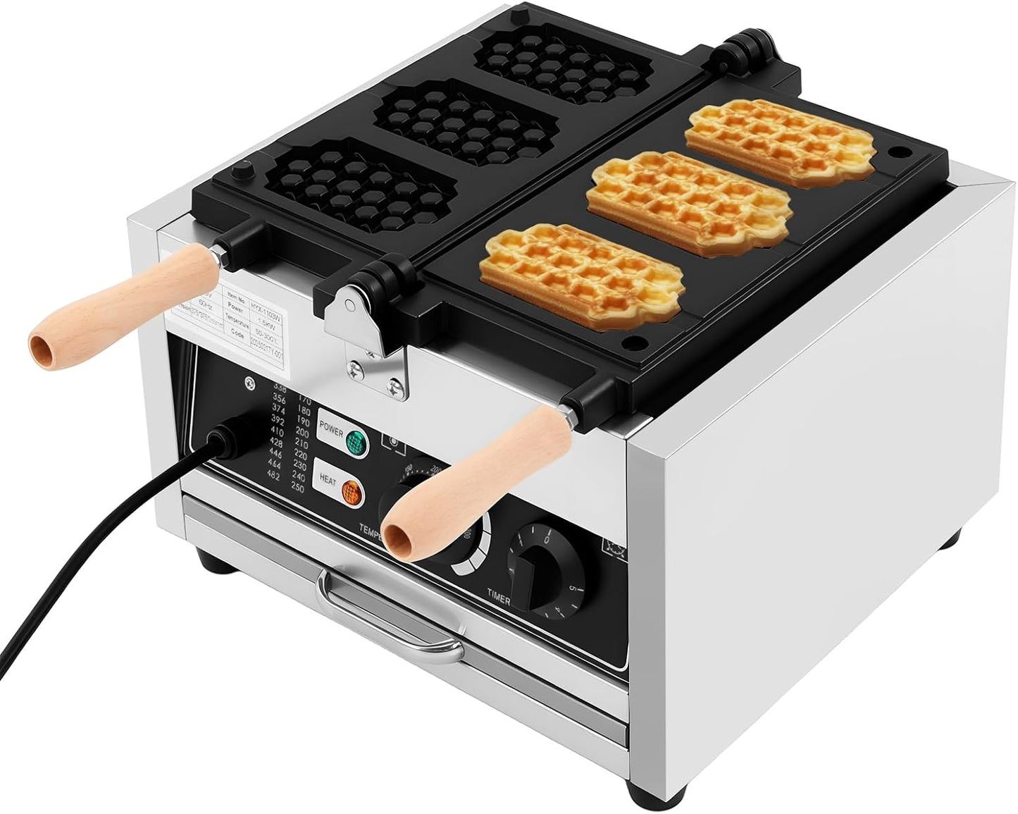 Honeycomb Waffle Pop Maker Machine, 1500W Electric Nonstick Griddle with Timer & Temp Control, Stainless Steel Belgian Pancake Iron for Home Bakeries and Snacks