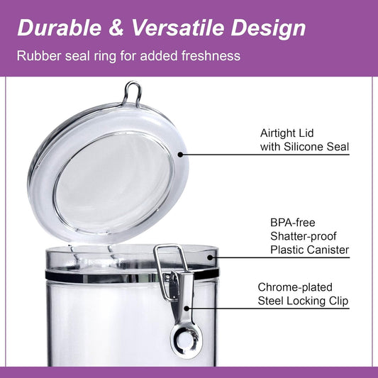 Amazing Abby - Cathy - 56-Ounce Plastic Canister (Set of 3), Plastic Airtight Food Container, Stackable for Pantry Storage, BPA-Free and Shatter-Proof, Perfect for Home and Commercial Use