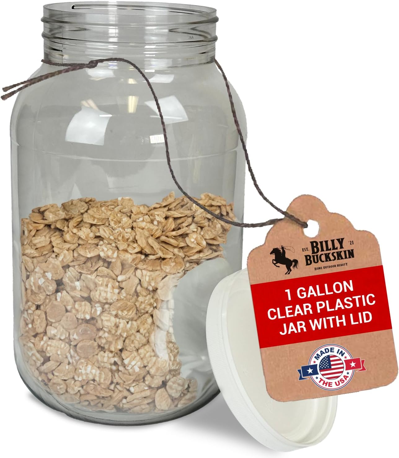 1 Gallon Large Plastic Jar with Lid (1 Pack) - Food Safe & Air Tight - Clear Storage Gallon Container with Lid - Wide Mouth Food Storage Containers - Large Candy Jar for Kitchen & Pantry Organization