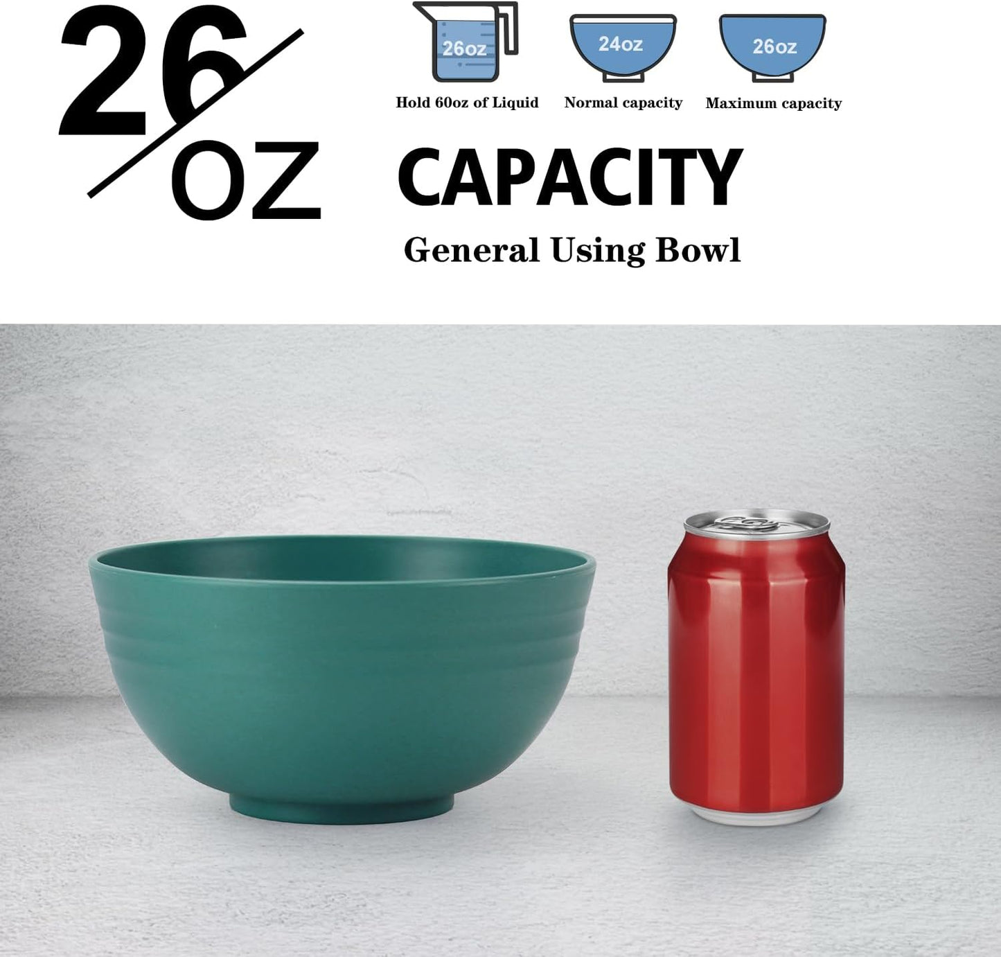 Wrova Wheat Straw Bowl Sets,8 PCS Unbreakable Cereal Bowls 26 OZ,Microwave and Dishwasher Safe Bowls,Kids Bowl suitable for cereal,salad,snack and soup (Green)