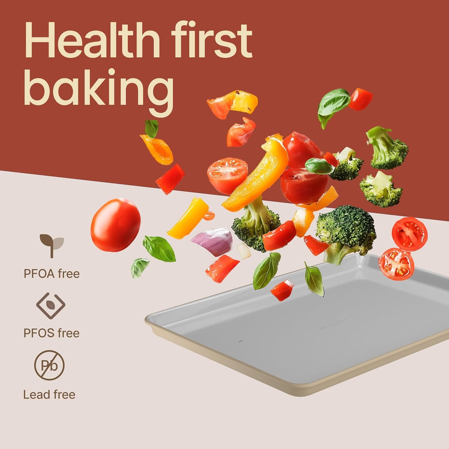 Bakken 8-Piece Stackable Bakeware Set - Ceramic Non-Stick Coating, Baking Sheets, Assorted Baking Pans, PTFE, PFOA & PFOS Free - Healthy Baking, Ergonomic Handles, Cooling Rack, Non-Toxic, Oven-Safe