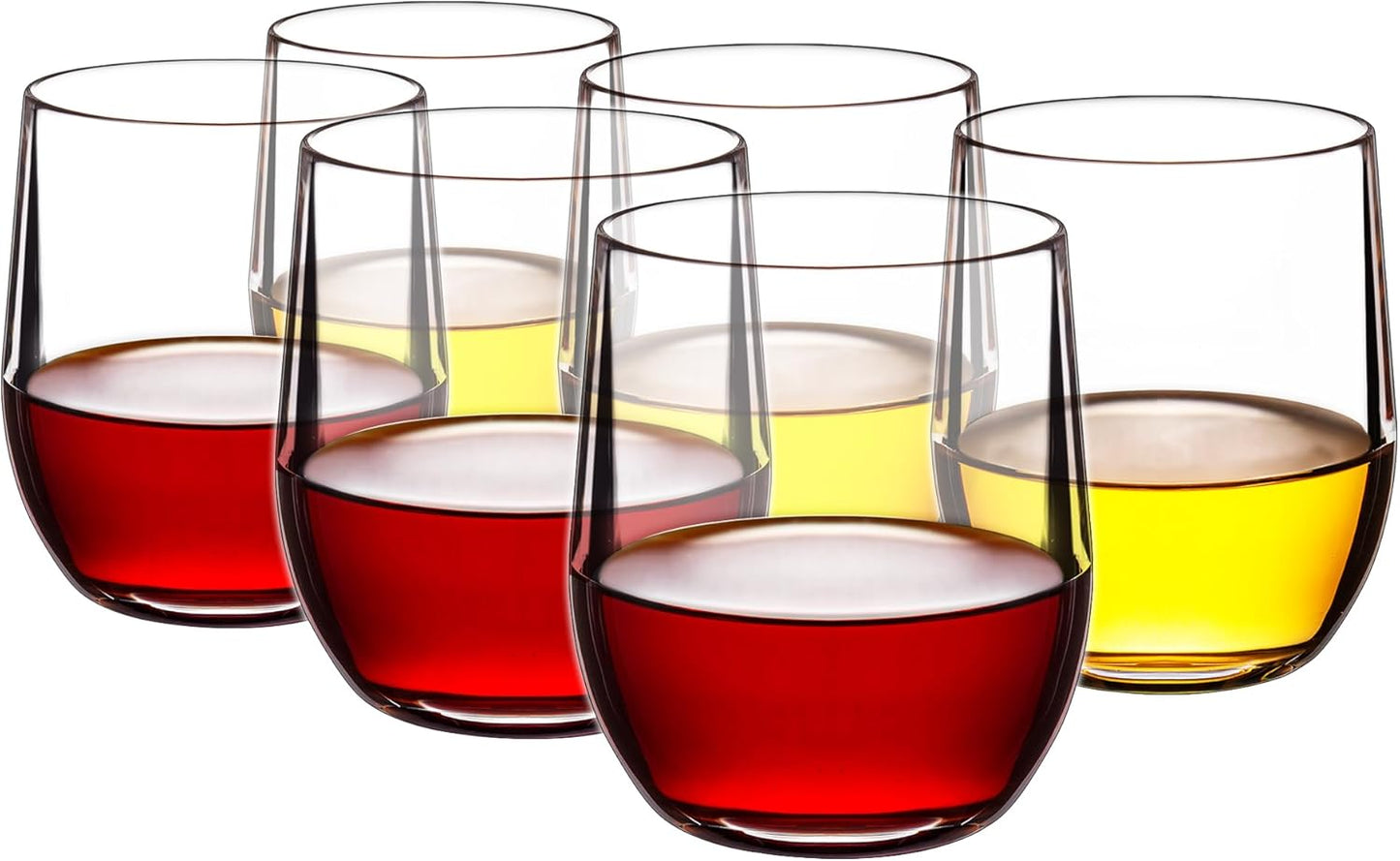 14-ounce Plastic Stemless Wine Glasses, All Purpose Arcylic Glasses, set of 6 Clear Reusable Shatter-resistant Dishwasher Safe