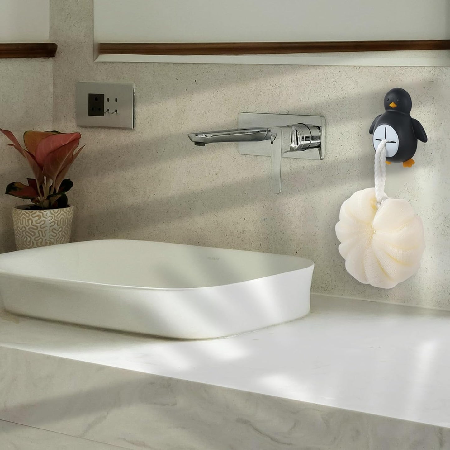 Penguin Silicone Kitchen Towel Hook, Cute Adhesive Push Pull Holder for Dish Rags, Hand Towels, Gloves, Sponge, Bathroom & Kitchen Wall Hooks, Gift for Women Men Friends Home Decor - FGD525