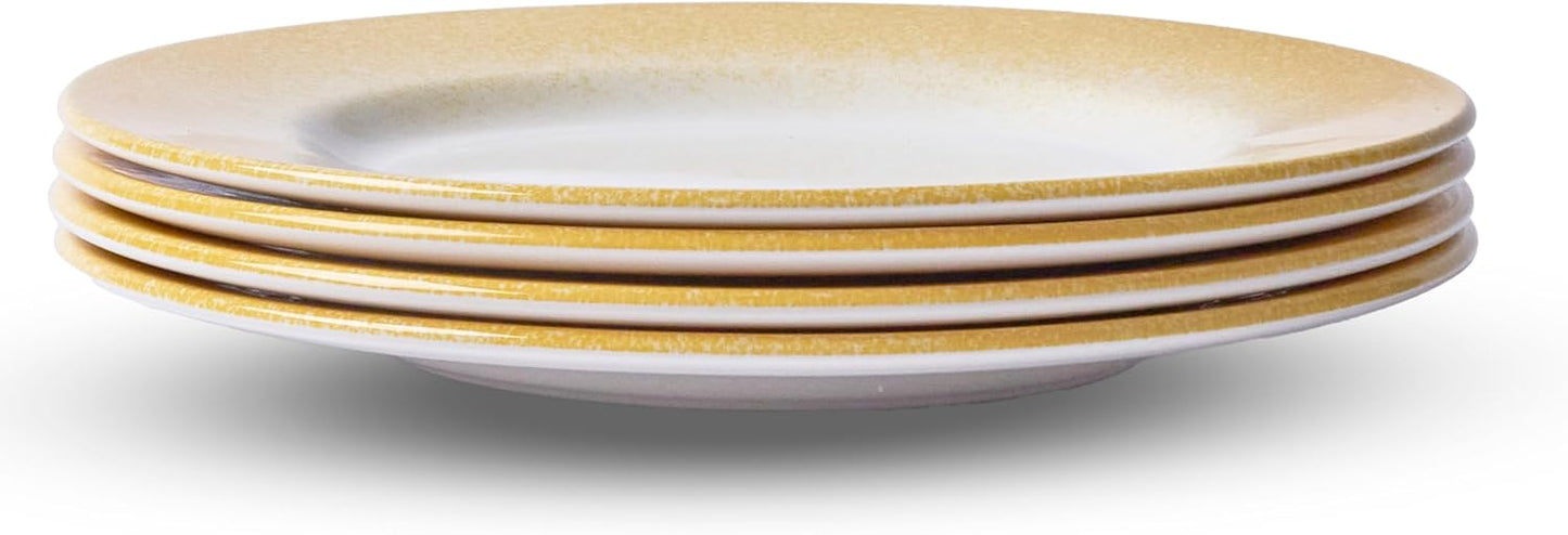 Portmeirion Potter's Mist Dinner Plate (Set of 4) - 8" Earthenware Plates with Classic Mist Rim - Microwave, Dishwasher, Freezer, Oven Safe - Ideal Modern Dinnerware Set (Yellow Mist)