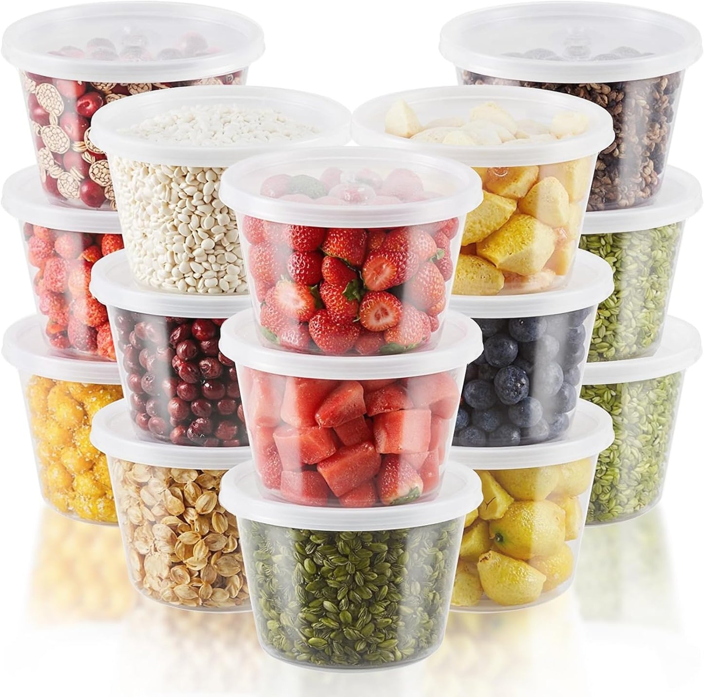 24 Set Deli Containers with Lids,16 oz Plastic Food Storage Containers,Leakproof Soup Container with Lids,Stackable,Microwave & Freezer Safe