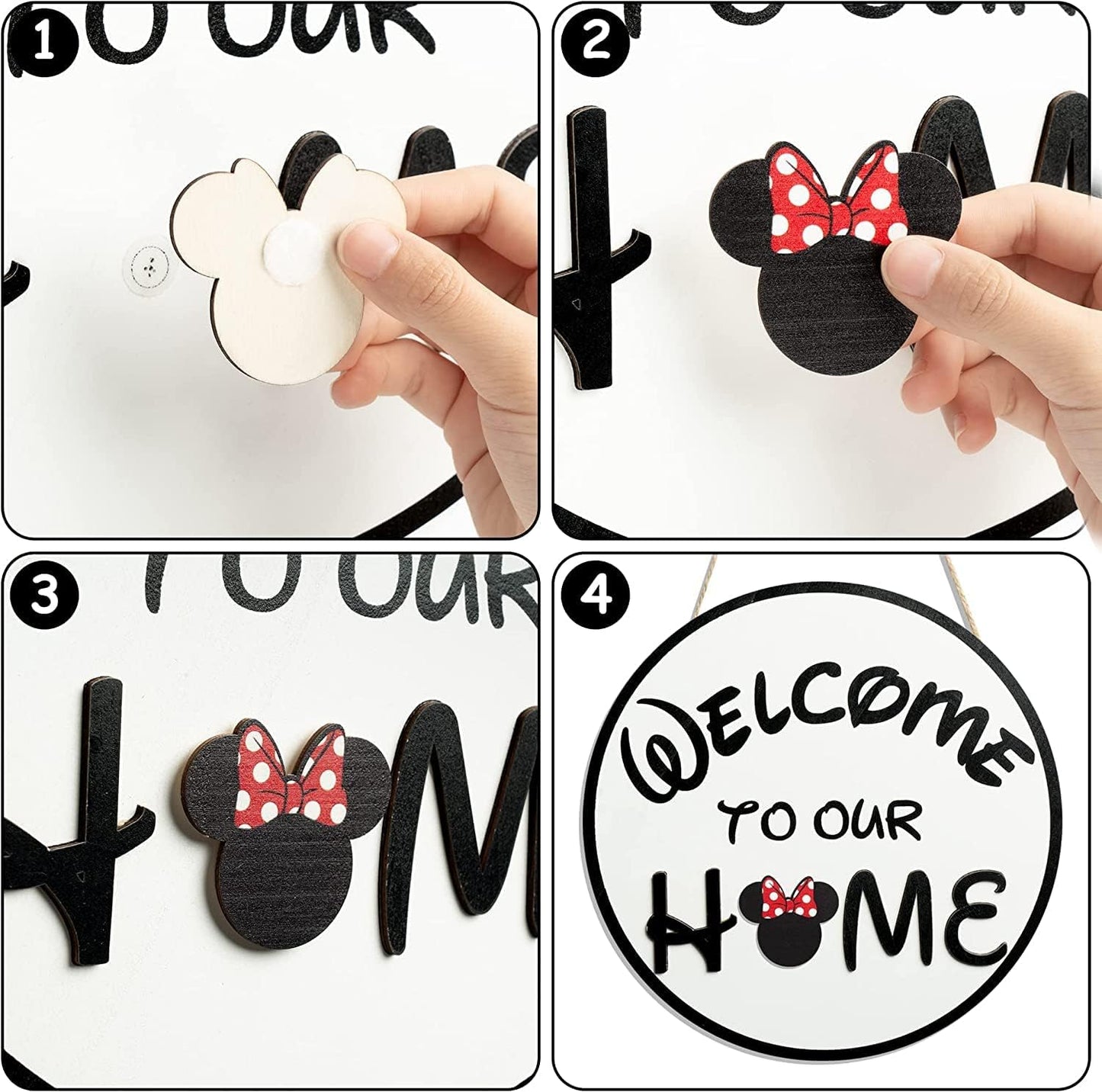 19Pcs Cute Mouse Interchangeable Seasonal Welcome Door Sign for Front Door Decor, Welcome to Our Home Sign with Interchangeable Holiday Pieces for Farmhouse/Wall/Porch Decor and Housewarming