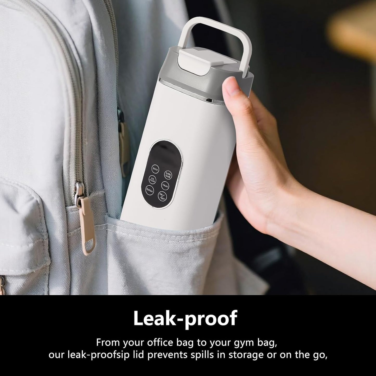 Portable Personal Blender with 12 Stainless Steel Blades – USB Rechargeable for Smoothie Shakes,14 Oz/420ML Cup and Extra Handle Lid, for Travel Sports Gym (White)