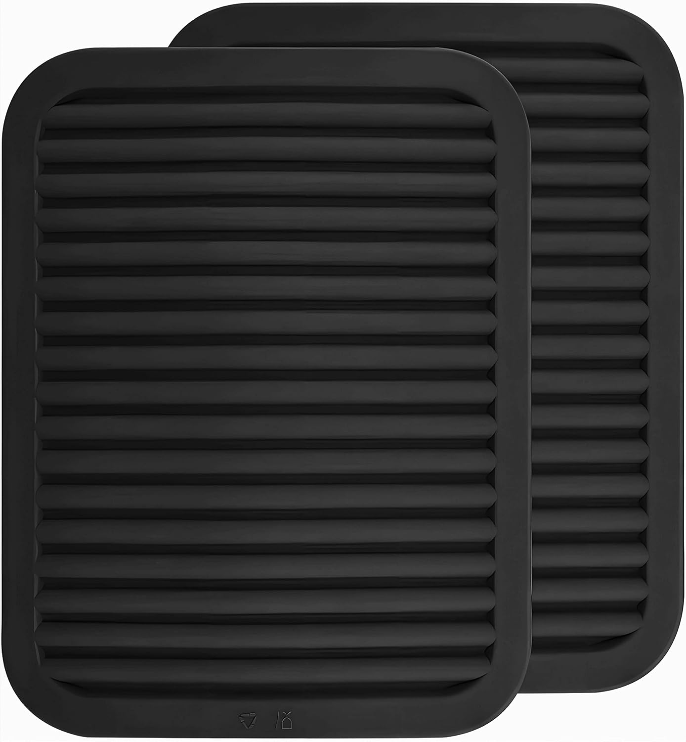 Silicone Trivets Set 2, Heat Resistant Hot Pads for Kitchen Counter, Multi-Purpose & Versatile Trivets Mats, Silicone Pot Holder 9"X12" Black