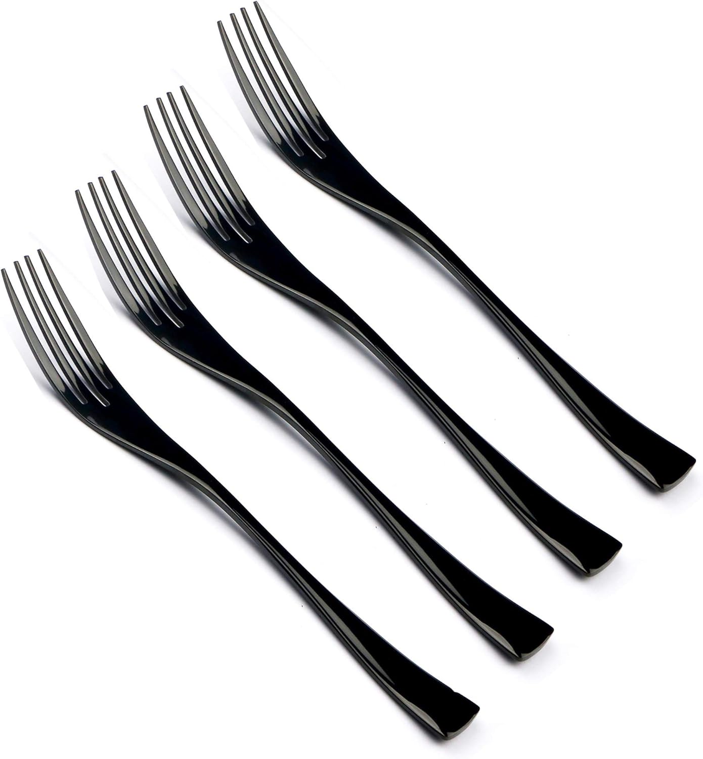 4-Pieces 18/10 Stainless Steel 7.87 Inches Dessert Salad Fork, Mirror Polishing Black