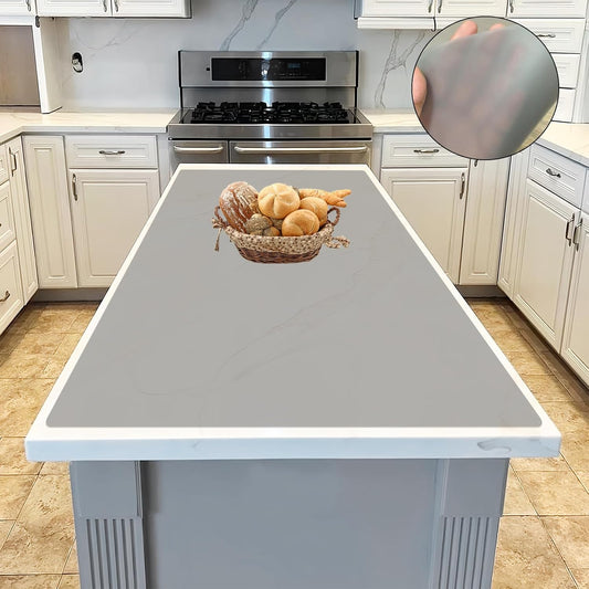 47.3''x23.6''(120cmx60cm) Extra Large Silicone Mat for Kitchen Counter, 1.5MM Thick Non-Slip Heat Resistant Countertop Protector, Waterproof Durable Kitchen Mat for Countertops, Translucent Gray