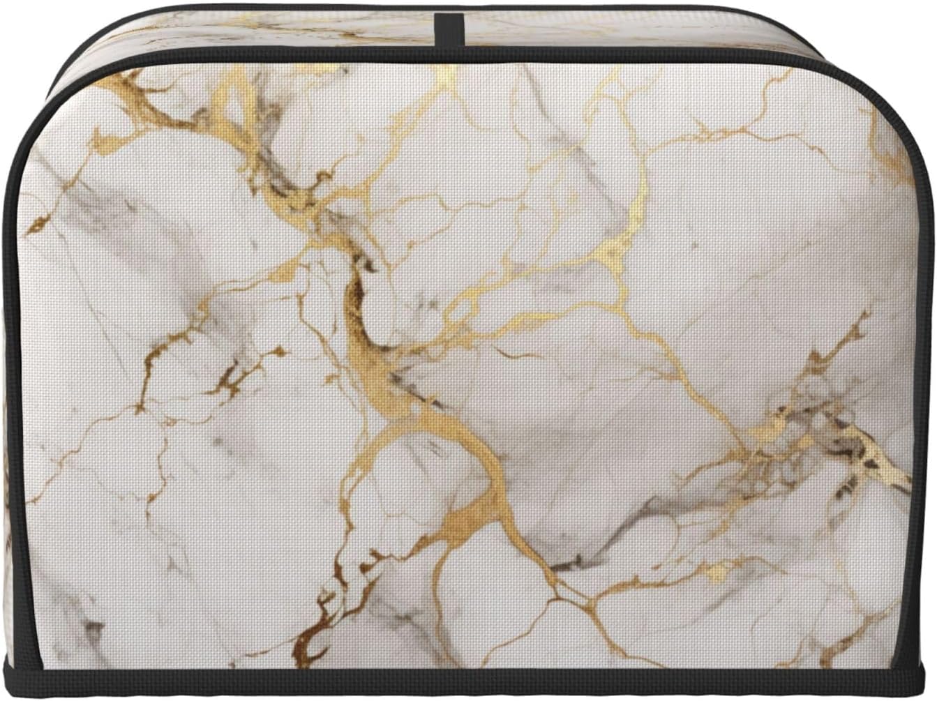 Toaster Cover 4 Slice Marble Gray Gold White Kitchen Small Appliance Covers with Pockets Dust and Fingerprint Protection