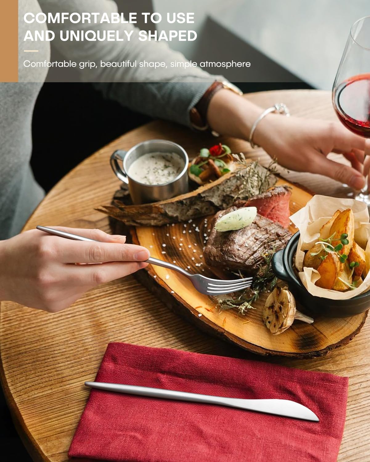 20 Pieces Silverware Set, Ollex Matte Flatware Set for 4, Stainless Steel Utensil set with Knives Forks and Spoons Dishwasher Safe Tableware Cutlery Set for Home Kitchen Restaurant Hotel