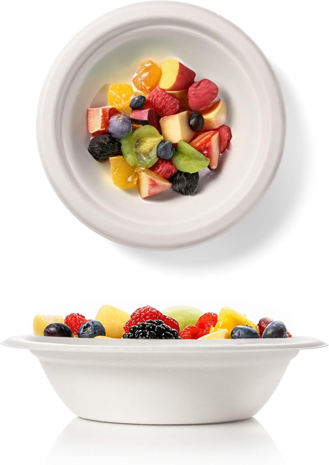 12 oz Compostable Paper Bowls - Heavy Duty Sugarcane, Biodegradable, Microwave & Leak-Resistant, 125 Count