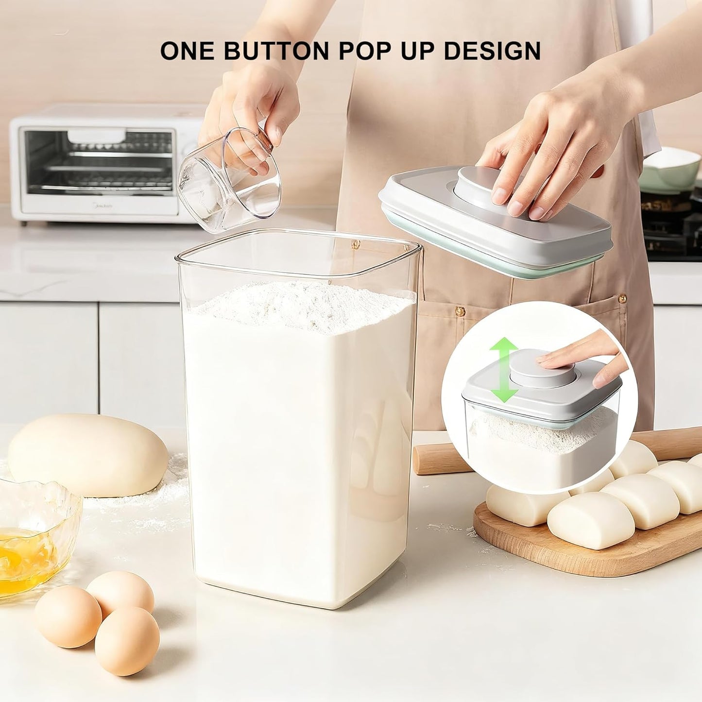 Pop Containers with Lids - Stackable Airtight Food Storage, Kitchen Pantry Storage Containers for Snacks Candy Salt Herbs Spices BPA-Free (4000ml / 4.2qt *4)