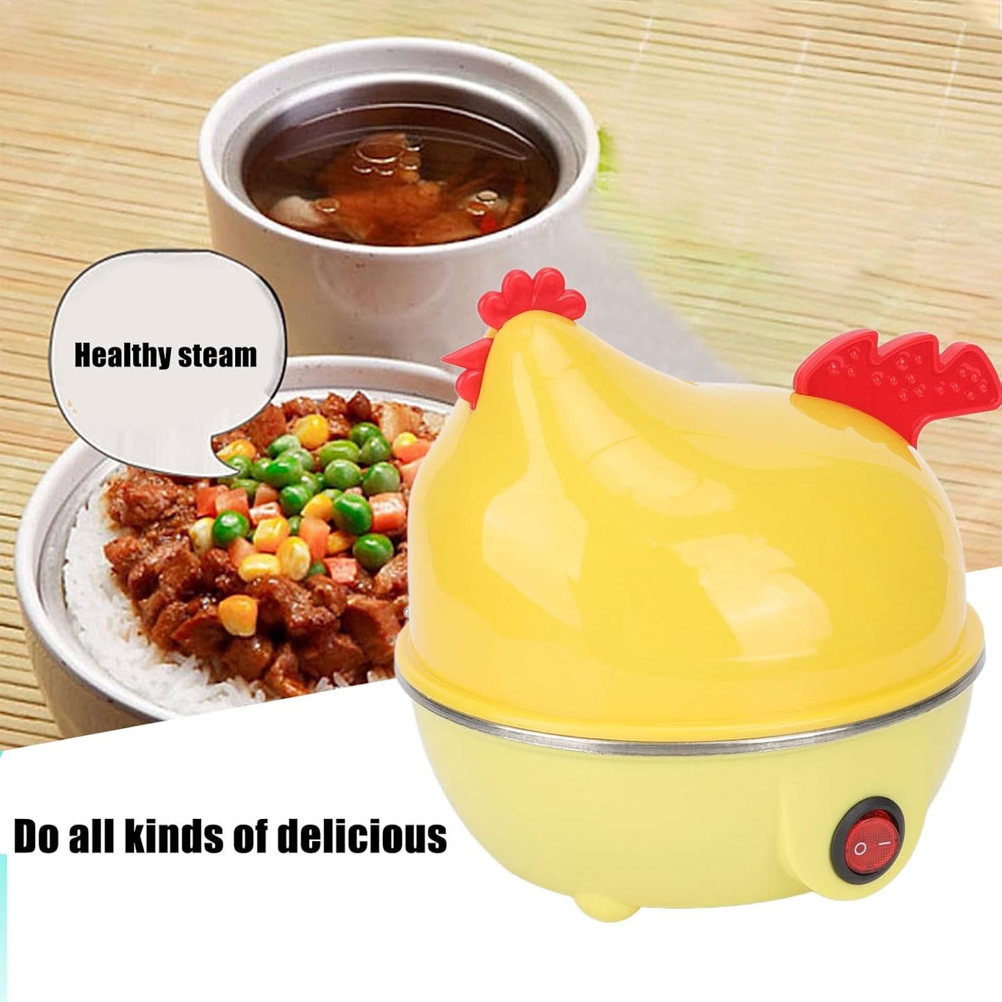 Electric Egg Boiler, Chicken Shape Egg Cooker, Multifunction Chicken Shape Rapid Egg Boiler, 7 Egg Capacity Automatic Shut Off Mini Breakfast Machine