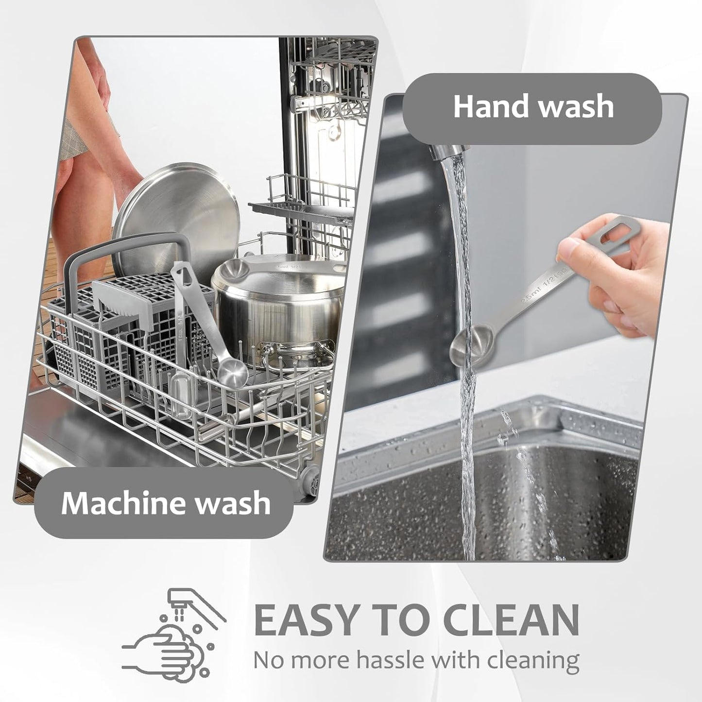 Stainless Steel Measuring Spoons 4 Pcs Teaspoon Measuring Spoons Round and Square, Long Handle with Scale, Suitable for Kitchen, Baking, Seasoning (2.5ml, 5ml)