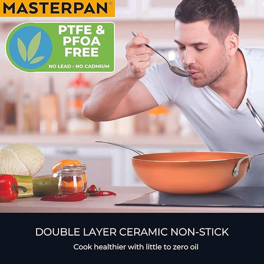 MASTERPAN Copper tone 10 and 12 inch Non-Stick Ceramic Frying Pans 2-Pack