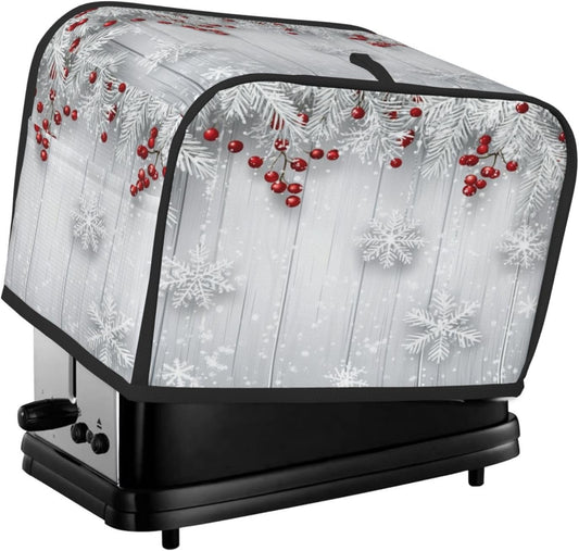 Toaster Cover 2 Slice Snowflake Winter White Berry Kitchen Small Appliance Covers with Pockets Dust and Fingerprint Protection