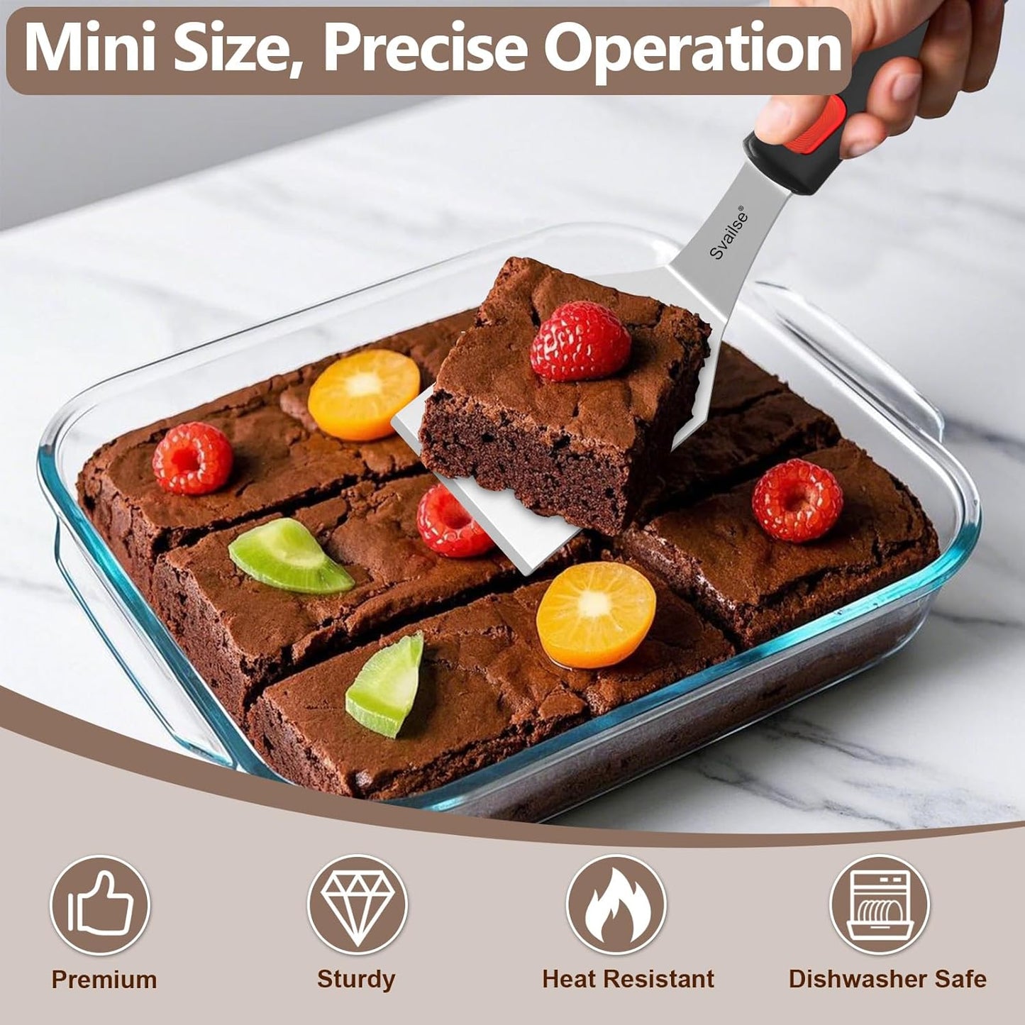 2Pcs Stainless Steel Spatula Set, Metal Turners for Kitchen Use, Metal Cooking Utensils for Cast Iron Skillet with Silicone Handle, Spatula Flipper for Frying Egg, Brownie, Cookies or Pancake