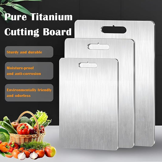 Premium Pure Titanium Cutting Board for Kitchen New Upgrade Double Sided Dust-free Cutting Board,Hygiene Durable Dishwasher Chopping Board for Meat, Vegetables & Fruits (S - 1Pack)