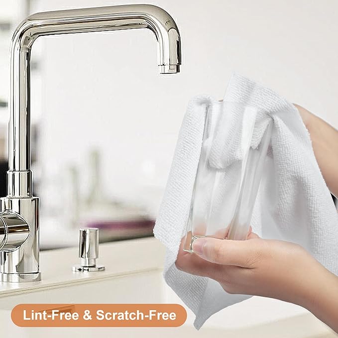 LIVOS Microfiber Cleaning Cloth Roll - 80 Pack, Reusable Paper Towels, White Tear Away, Microfiber Towels for Car, Super Absorbent Lint Free Cleaning Rags for House, Kitchen,Window- 11.5"x11.5"