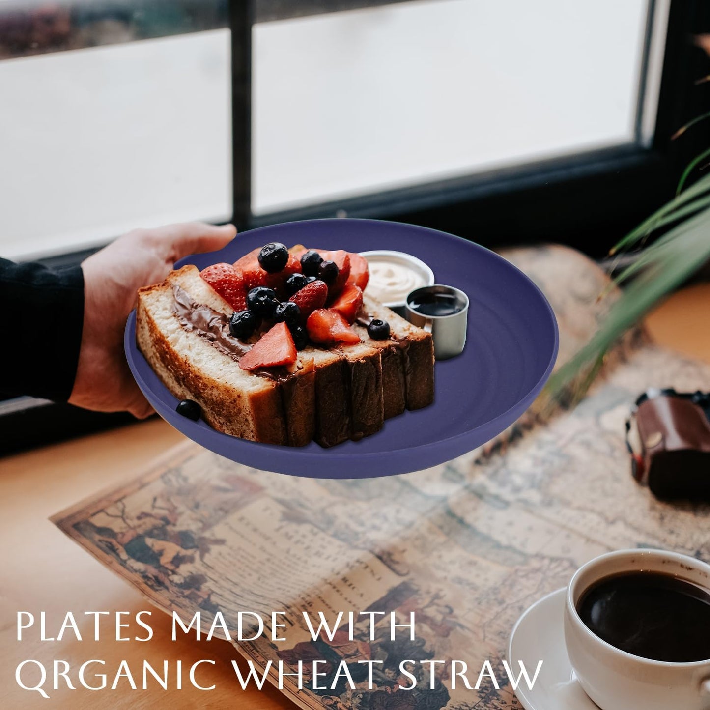 Homienly Deep Dinner Plates Set of 8 - Alternative to Plastic - Microwave & Dishwasher Safe - Unbreakable Kids Plates with 4 Colors (Blue Series, 9 inch)