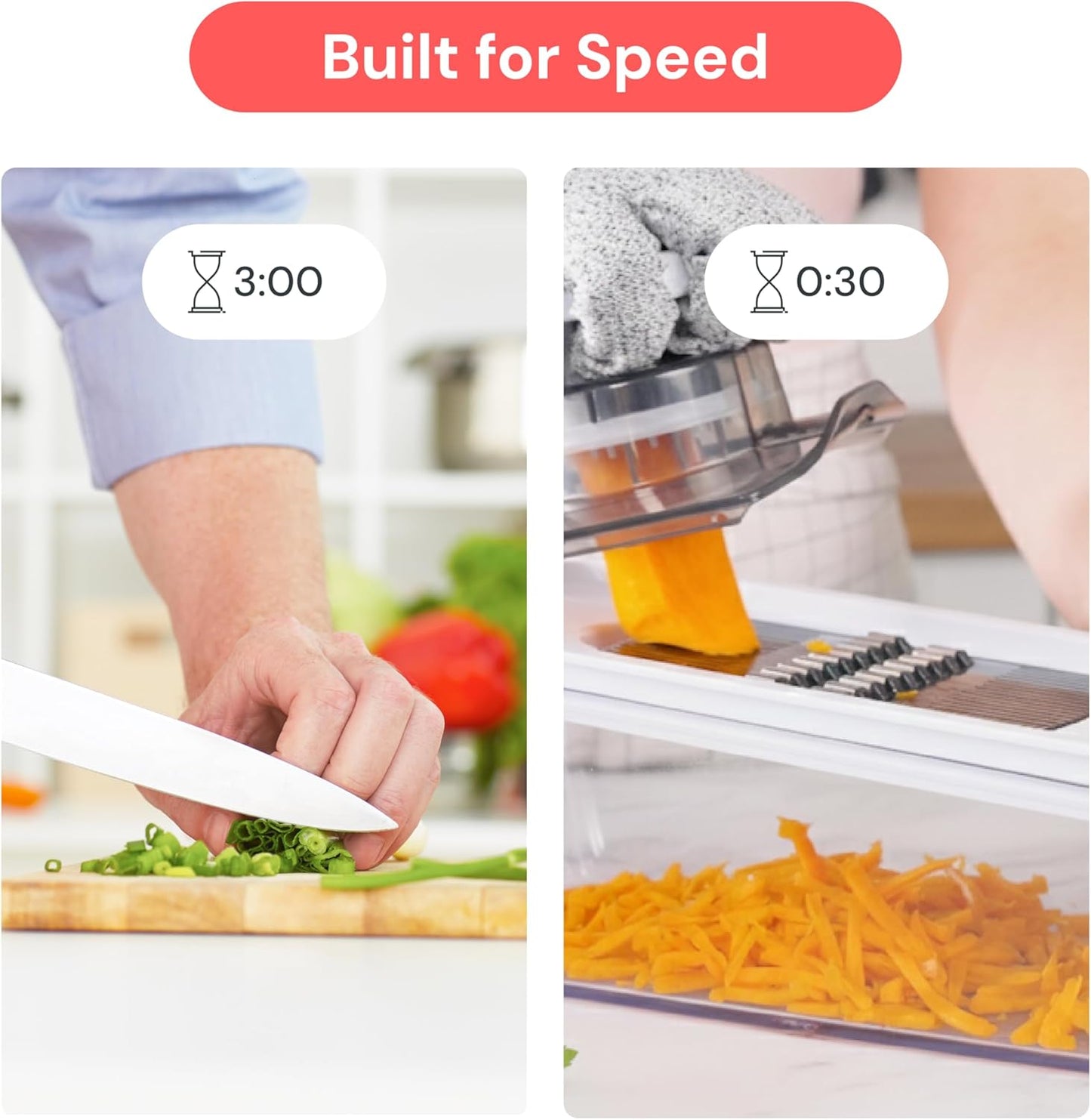 Fullstar Mandoline Slicer for Kitchen, Fruit Cutter, Cheese Grater, Cucumber Slicer, Veggie Spiralizer, Food Cutter & Kitchen Gadgets with Safety Glove (6 in 1, White)