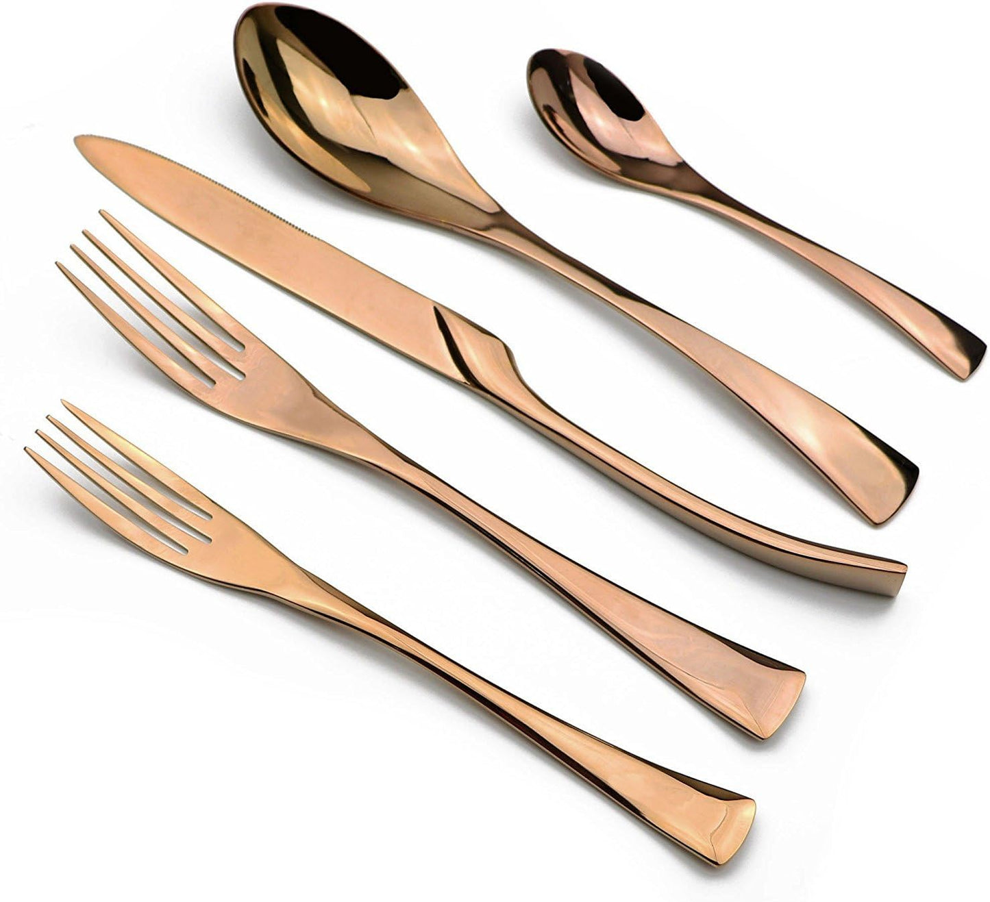 5-Piece 18/10 Stainless Steel Rose Gold Flatware Set, Serive for 1