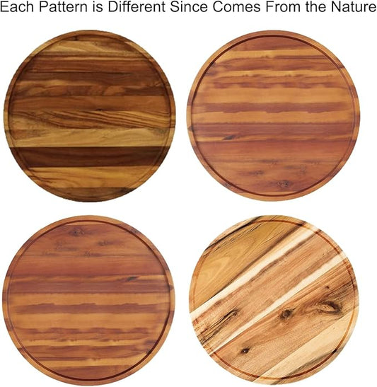 16" Acacia Wood Lazy Susan Organizer Kitchen Turntable for Cabinet Pantry Table Organization