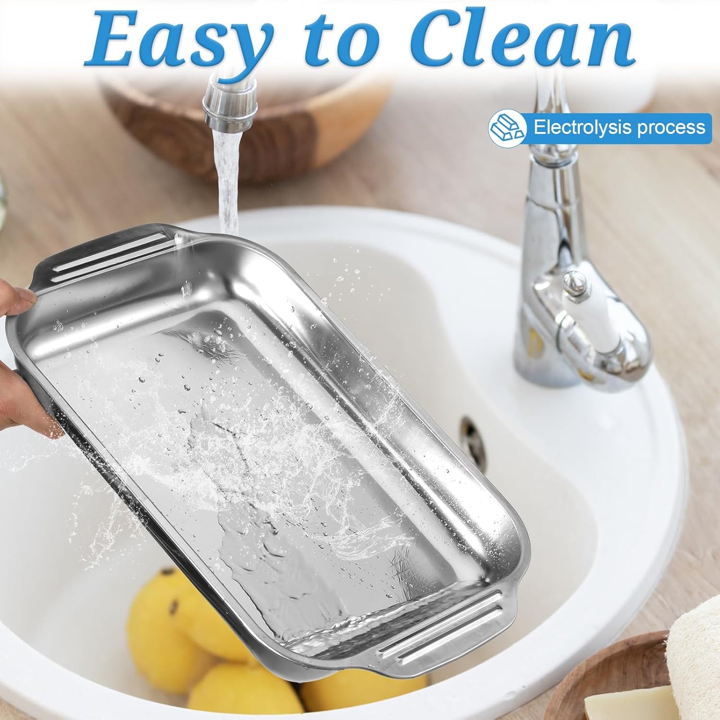 4Pcs Rectangle Cake Pans 9 x 13 Inch Baking Pan Stainless Steel Cake Pan Rectangular Bakeware Baking Tray for Cakes Breads Fish Vegetables Dishwasher Safe