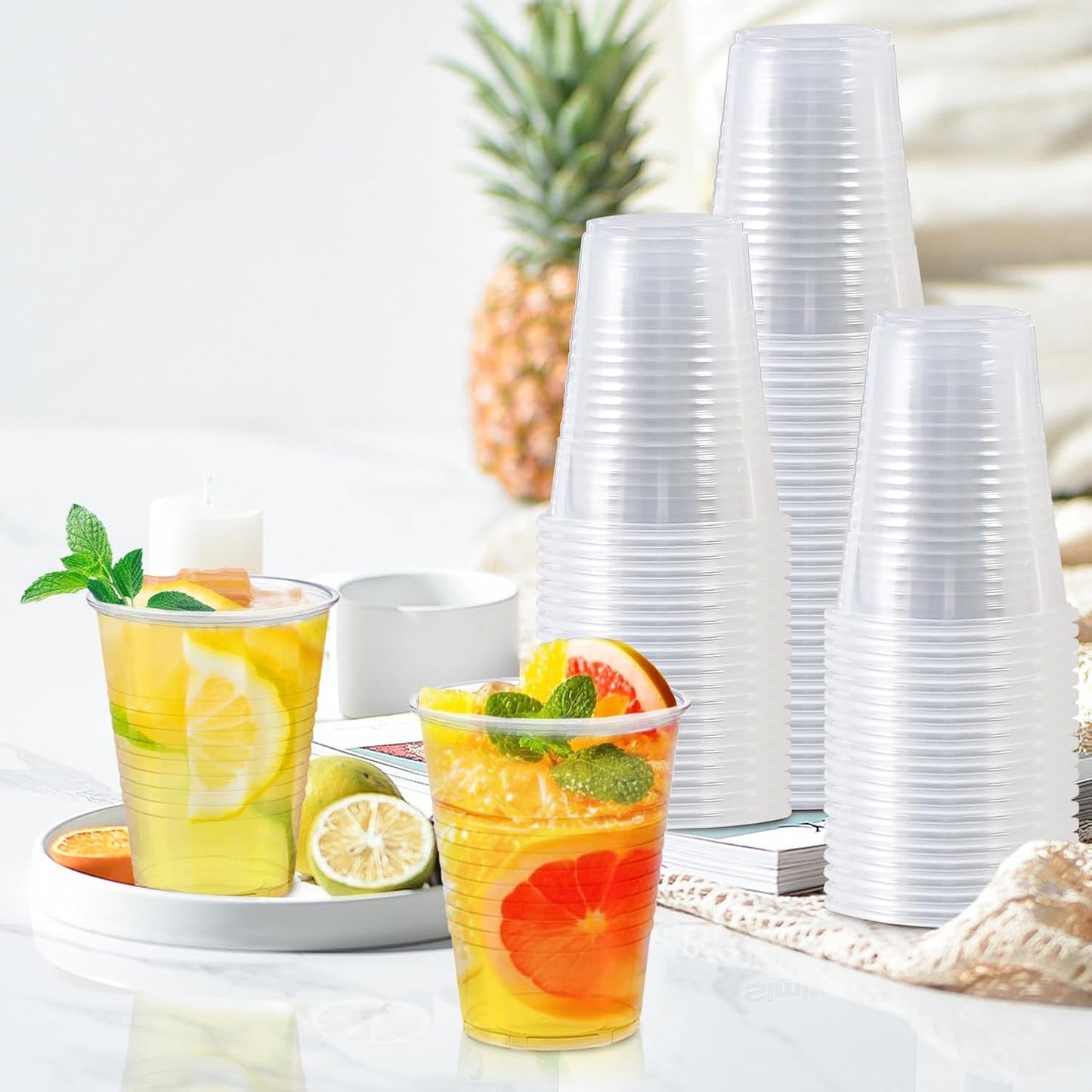 500 Pack 9 oz Plastic Cups, Disposable Drinking Cups, Water Cups Plastic Clear Cups for Party, Wedding, Graduation, Travel, Holiday, Events, Birthday,Cold,Hot