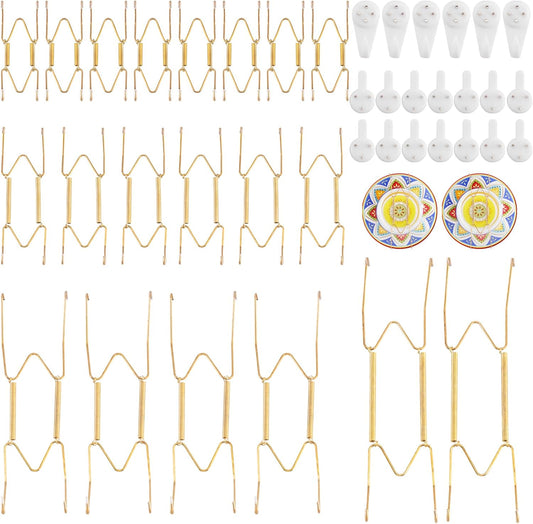 20 Pack 4/6/8/10 Inch Decorative Plate Medium Plate Hangers for The Wall, Invisible Stainless Steel Wall Hangers for Display with Hooks, for Platter/Dish/Picture