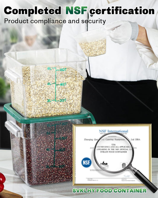 8QT Clear Food Storage Containers: 4 PCS[Food Grade][Hot&Cold Resistant] NSF Food Storage Containers with Lids for Home Restaurant Kitchen Storage Pizza Proof Dough, BPA Free N1