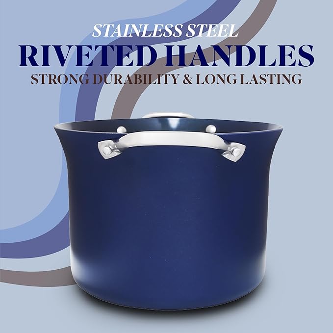 CONCORD Sapphire Nonstick 7 Quart Stock Pot Cookware Set (Induction Compatible)