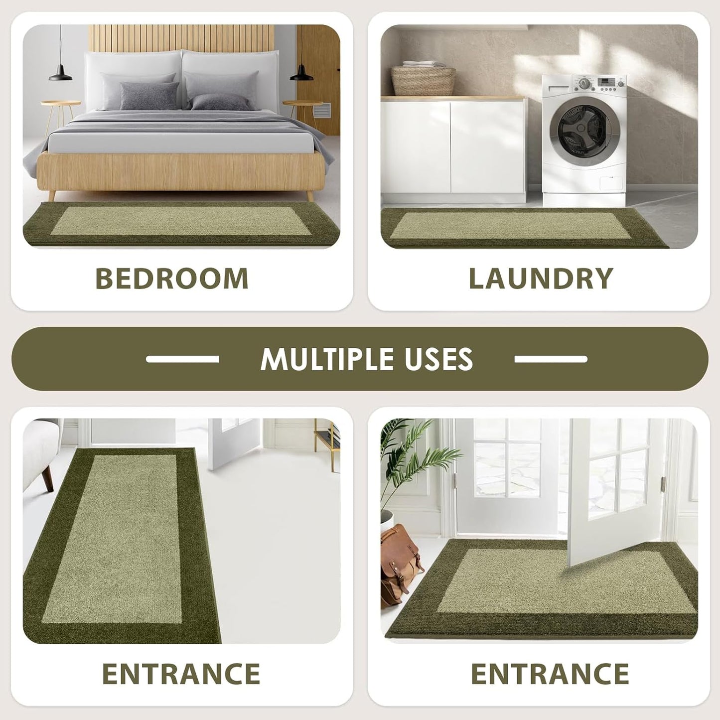 Machine Washable Runner Rug 24" x 84", Non Slip Kitchen Mat for Floor, Absorbent Entryway Rug for Kitchen, Bedroom, Hallway, Bathroom, Door (Roll Packing)