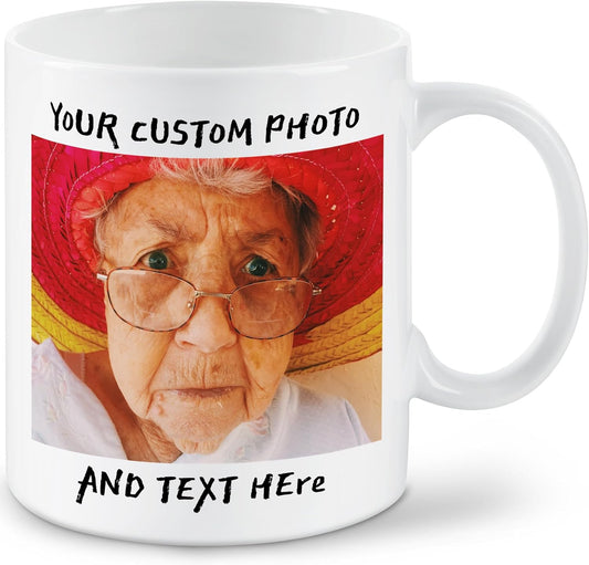 Custom Mug,Personalized 15oz Bone China Coffee Mug,Tazas Personalizadas with Photo,Text or Logo,Customized Gifts for Men & Women,Custom Mugs with Pictures,White