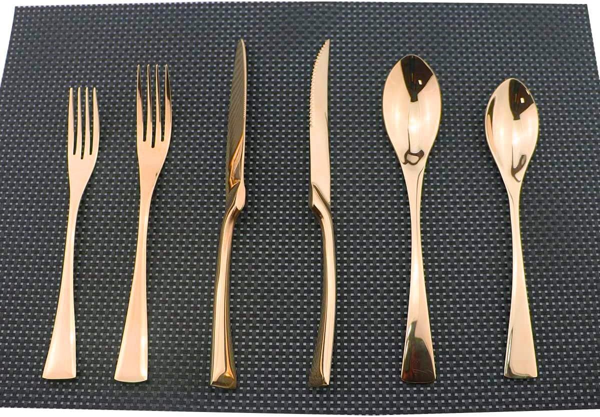 18/10 Stainless Steel Mirror Polished Copper Flatware Set,Dishwasher Safe,Service for 4