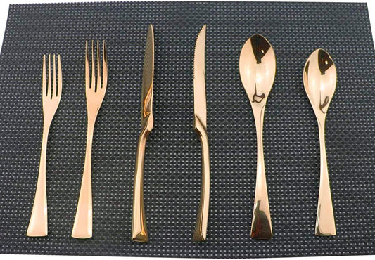 18/10 Stainless Steel Mirror Polished Copper Flatware Set,Dishwasher Safe,Service for 4