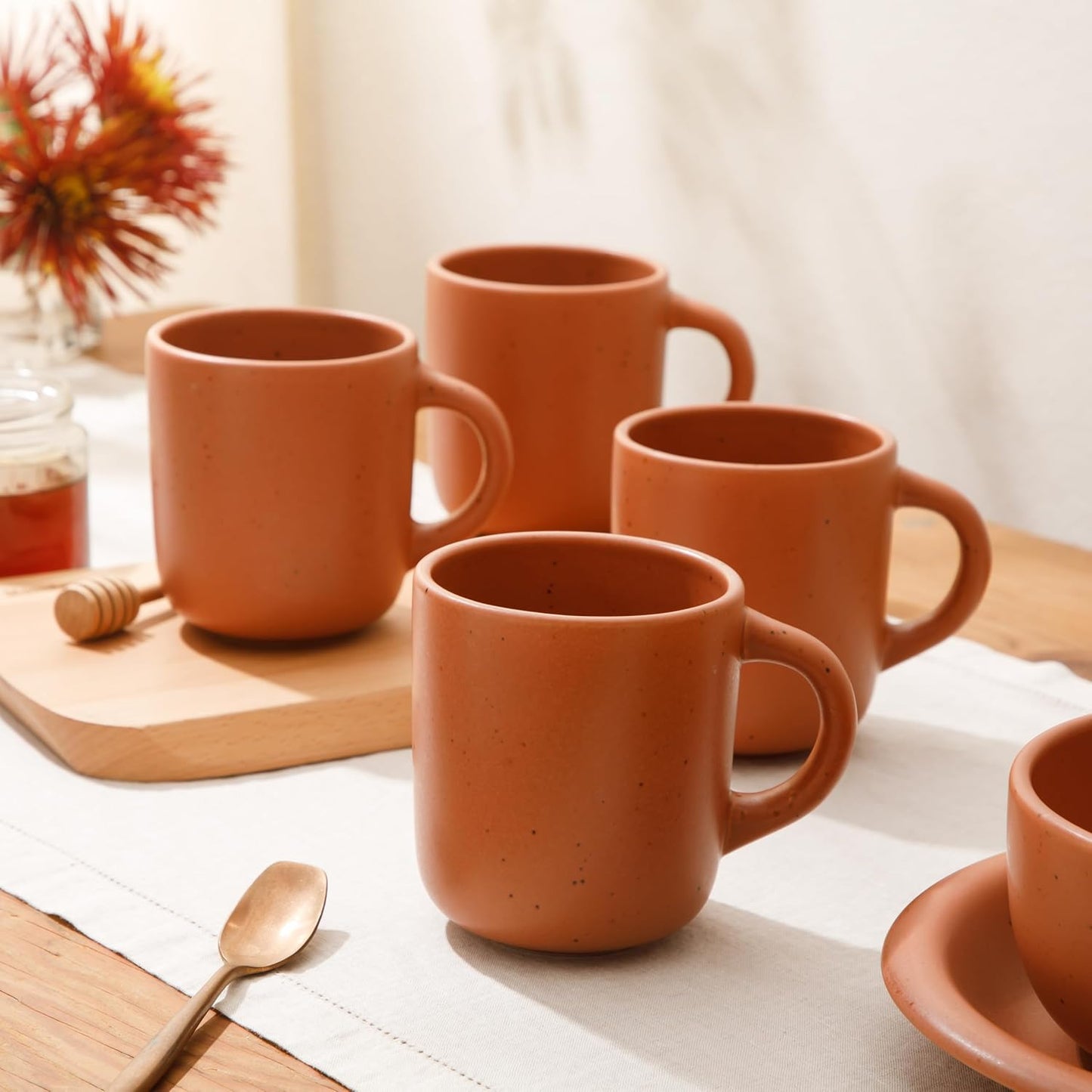 Bloomhouse Corsica Clay 4 Piece Mug Set - Burnt Apricot Terracotta