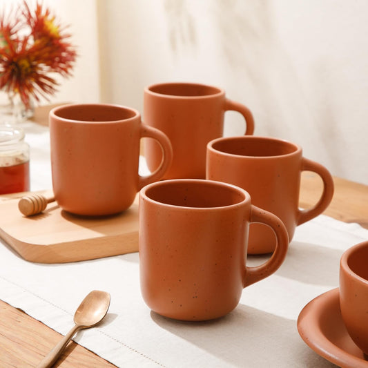 Bloomhouse Corsica Clay 4 Piece Mug Set - Burnt Apricot Terracotta